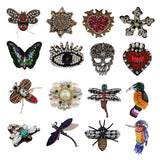 Maxbell Iron on Sew On Rhinestones Patch Handmade Crystal Skull Beaded Eyes Applique Motif Garment Bag Hat Decoration Patches