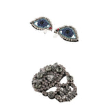 Maxbell Iron on Sew On Rhinestones Patch Handmade Crystal Skull Beaded Eyes Applique Motif Garment Bag Hat Decoration Patches