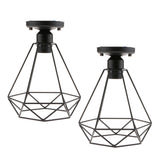 Maxbell ANTIQUE BLACK WIRE LOFT PENDANT CEILING LIGHT LAMP CAGE FOR ASILE/HALLWAY LIGHTING LAMP SHADES 2-SET