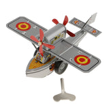 Maxbell Vintage Style Silver Gray Wind Up Propeller Aircraft Tin Toys Collectible Gift for Kids Adults