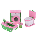 Maxbell 4 Sets Wooden Doll House Miniature Kitchen Bathroom Baby Room Furniture Toys