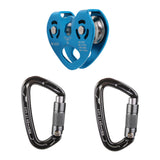 Maxbell Zip Line Cable Trolley Zipline Fast Speed Dual Pulley + 2 Pieces Carabiners