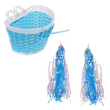 Maxbell Bike Handlebar Sparkle Streamer Tassels + Front Basket Pouch Detachable Blue