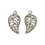 Maxbell 200 Pieces Tibetan Silver Gold Alloy Filigree Hollow Leaf Charms Pendants