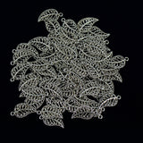 Maxbell 200 Pieces Tibetan Silver Gold Alloy Filigree Hollow Leaf Charms Pendants