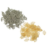 Maxbell 200 Pieces Tibetan Silver Gold Alloy Filigree Hollow Leaf Charms Pendants
