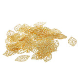 Maxbell 200 Pieces Tibetan Silver Gold Alloy Filigree Hollow Leaf Charms Pendants