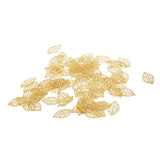 Maxbell 200 Pieces Tibetan Silver Gold Alloy Filigree Hollow Leaf Charms Pendants