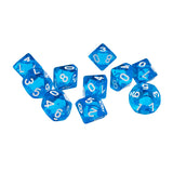 Maxbell 20 Pieces 10 Sided Dice D10 Transparent Polyhedral Dice for Dungeons and Dragons Games Blue&Purple