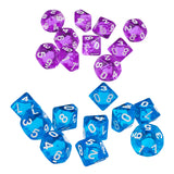 Maxbell 20 Pieces 10 Sided Dice D10 Transparent Polyhedral Dice for Dungeons and Dragons Games Blue&Purple