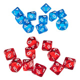 Maxbell 20 Pack 10 Sided Dice D10 Transparent Polyhedral Dice for Dungeons and Dragons Games Red&Blue