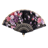 Maxbell 2 Pieces Folding Flower Painting Hand Held Fan Dance Fan for Wedding Decor Gift