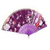 Maxbell 2 Pieces Folding Flower Painting Hand Held Fan Dance Fan for Wedding Decor Gift