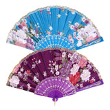 Maxbell Sweet Style Folding Fan Lake Blue and Purple for Dancing Cosplay Home Party