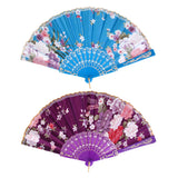 Maxbell Sweet Style Folding Fan Lake Blue and Purple for Dancing Cosplay Home Party