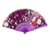 Maxbell Sweet Style Folding Fan Lake Blue and Purple for Dancing Cosplay Home Party