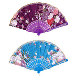 Maxbell Sweet Style Folding Fan Lake Blue and Purple for Dancing Cosplay Home Party
