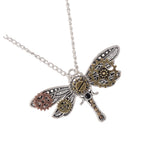 Maxbell 2Pcs Steampunk Dragonfly Gear Pendant Biker Gothic Necklace Mechanical Chain