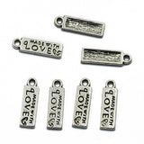 Maxbell 100pcs Vintage MADE WITH LOVE Heart Rectangle Heart Charms Pendant Findings