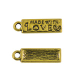 Maxbell 100pcs Vintage MADE WITH LOVE Heart Rectangle Heart Charms Pendant Findings