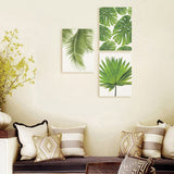 Maxbell 3Pieces Frameless Green Leaf Canvas Oil Painting Picture Wall Art Decor L