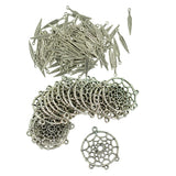 Maxbell 20pcs Tibetan silver Dreamcatcher Charms + 100pcs Feather Charms Pendant DIY