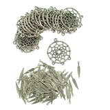 Maxbell 20pcs Tibetan silver Dreamcatcher Charms + 100pcs Feather Charms Pendant DIY