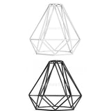 Maxbell 2-Set Vintage Iron Diamond Pendant Ceiling Top Light Cage Lamp Shade Holder, Light Shade, Light Cage, Black+White