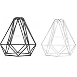 Maxbell 2-Set Vintage Iron Diamond Pendant Ceiling Top Light Cage Lamp Shade Holder, Light Shade, Light Cage, Black+White