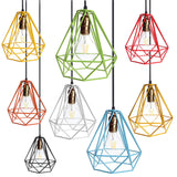 Maxbell 2 x Old Fashion Wire Diamond Pendant Lounge Ceiling Light Cage Lamp Shade Gold, Lighting Fixture