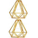 Maxbell 2 x Old Fashion Wire Diamond Pendant Lounge Ceiling Light Cage Lamp Shade Gold, Lighting Fixture