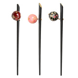 Maxbell 3 Pieces Acrylic Sakura Flower Ball Hairpin Hair Stick Japanese Kanzashi