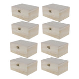 Maxbell 8 Pieces Unfinished Unpainted Plain Wood Jewellery Box Keepsake Gift
