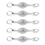 Maxbell 10 Piece Oval Crystal Ball Magnetic Clasps with Two Sides Lobster Hook