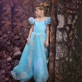 Maxbell Princess Flower Girls Long Pageant Tulle Wedding Prom Gown Dress  with Belt