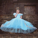 Maxbell Princess Flower Girls Long Pageant Tulle Wedding Prom Gown Dress  with Belt