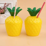 Maxbell 24 Pieces Pineapple Coconut Drink Cup Straw Hawaiian Luau Beach Party Decor