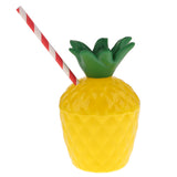 Maxbell 24 Pieces Pineapple Coconut Drink Cup Straw Hawaiian Luau Beach Party Decor