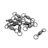 Maxbell 30 Pieces Ball Bearing Swivel Hook High Strength Fishing Swivels Solid Rings 2#