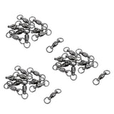 Maxbell 30 Pieces Ball Bearing Swivel Hook High Strength Fishing Swivels Solid Rings 2#