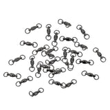 Maxbell 30 Pieces Ball Bearing Swivel Hook High Strength Fishing Swivels Solid Rings 2#