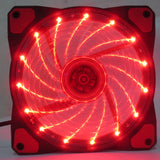 Maxbell 3/4Pin 15 LED 120mm PC Case CPU Cooling Fan+4pin 2Ways Y Splitter Fan Cable