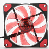 Maxbell 3/4Pin 15 LED 120mm PC Case CPU Cooling Fan+4pin 2Ways Y Splitter Fan Cable