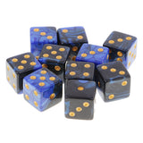 Maxbell 10pcs Plastic D6 Dices Set Double-Colors for Dungeons & Dragons DND MTG RPG Party Table Games Blue Black