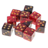 Maxbell 10pcs Plastic D6 Dices Set Double-Colors for Dungeons & Dragons DND MTG RPG Party Table Games Red Black