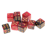 Maxbell 10pcs Plastic D6 Dices Set Double-Colors for Dungeons & Dragons DND MTG RPG Party Table Games Red Black