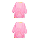 Maxbell 2pcs Child Kids Long Sleeve Apron Drawing Cooking Craft Art Smock Pink