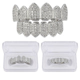 Maxbell 2 Pairs 18K Golden Plated Zircon Hip Hop Teeth Caps Lower Bottom Set