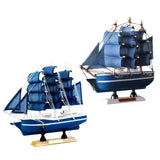 Maxbell 2Pieces Mediterranean Handmade Wood Sailboat Model Decoration Boat Gift Toys 16cm&20cm