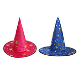 Maxbell 2/set Kids Wizard Witch Hat Gold Stars Printed Halloween Costume Fancy Dress